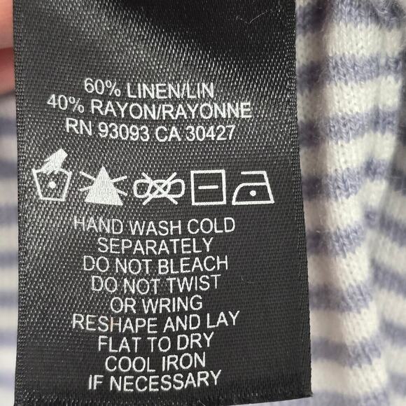 Women’s Linen Blend Striped Open Cardigan Blue White XL Lightweight Lagenlook - Picture 5 of 8